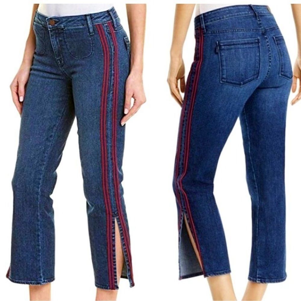 Parker Smith‎ Women's Stella Crop Tuxedo Side-Stripe Side Slit Jeans Size 26 C21
